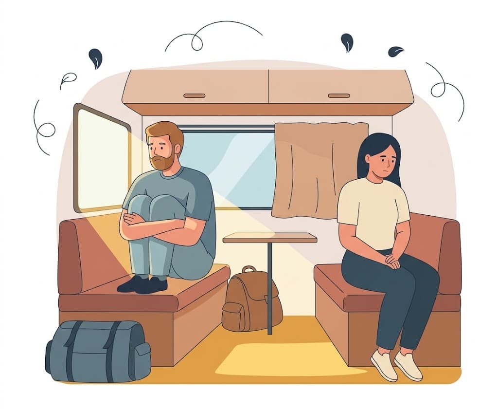 vacances-couple-test-tension-therapie Couple en tension lors de vacances dans un espace confiné, test révélateur de la relation